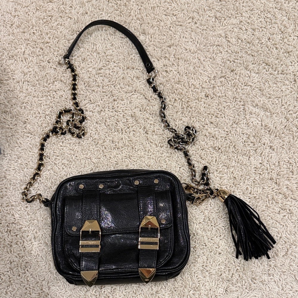 Rebecca Minkoff Black Crossbody Bag with Gold Accents